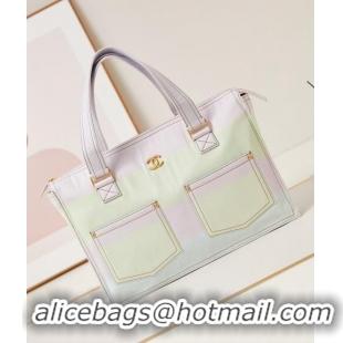 Famous Brand Chanel Fabric Shopping bag AS4719 Pale Purple/Blue/Green 2024