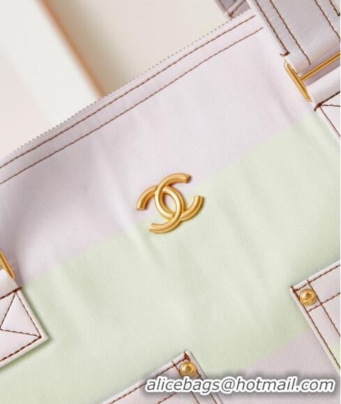 Famous Brand Chanel Fabric Shopping bag AS4719 Pale Purple/Blue/Green 2024