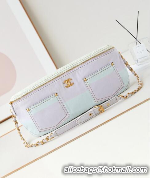 Well Crafted Chanel Fabric Belt bag AS4718 Pale Purple/Blue/Green 2024