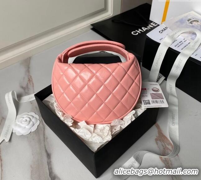 Big Discount Chanel Shiny Crumpled Calfskin Pouch with Knot Chain AP4058 Light Pink 2024