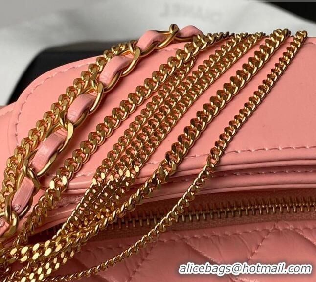 Big Discount Chanel Shiny Crumpled Calfskin Pouch with Knot Chain AP4058 Light Pink 2024