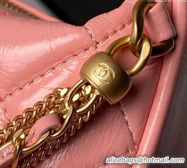 Big Discount Chanel Shiny Crumpled Calfskin Pouch with Knot Chain AP4058 Light Pink 2024