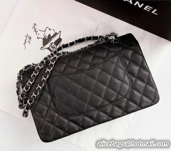 Super Quality Chanel Classic Iridescent Grained Calfskin Medium Flap Bag A01112 Black 2024