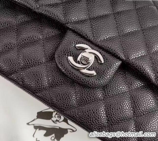 Super Quality Chanel Classic Iridescent Grained Calfskin Medium Flap Bag A01112 Black 2024