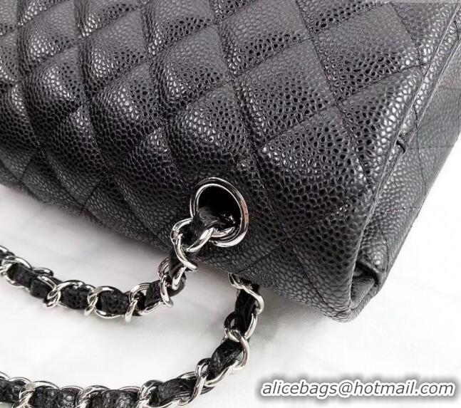 Super Quality Chanel Classic Iridescent Grained Calfskin Medium Flap Bag A01112 Black 2024