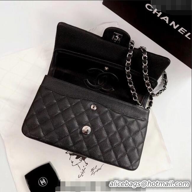 Super Quality Chanel Classic Iridescent Grained Calfskin Medium Flap Bag A01112 Black 2024