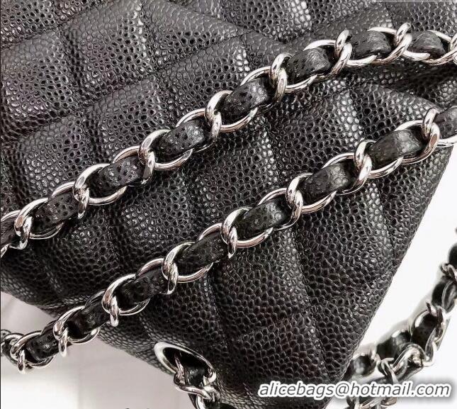 Super Quality Chanel Classic Iridescent Grained Calfskin Medium Flap Bag A01112 Black 2024