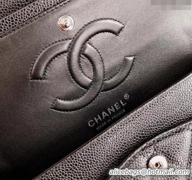 Super Quality Chanel Classic Iridescent Grained Calfskin Medium Flap Bag A01112 Black 2024