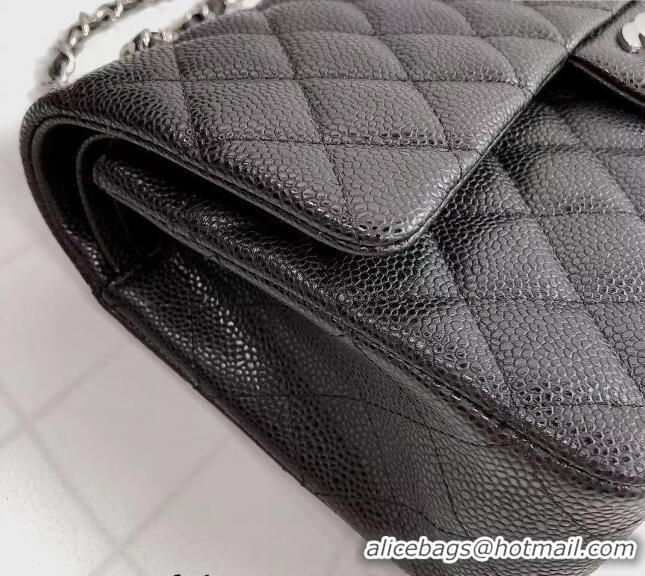 Super Quality Chanel Classic Iridescent Grained Calfskin Medium Flap Bag A01112 Black 2024