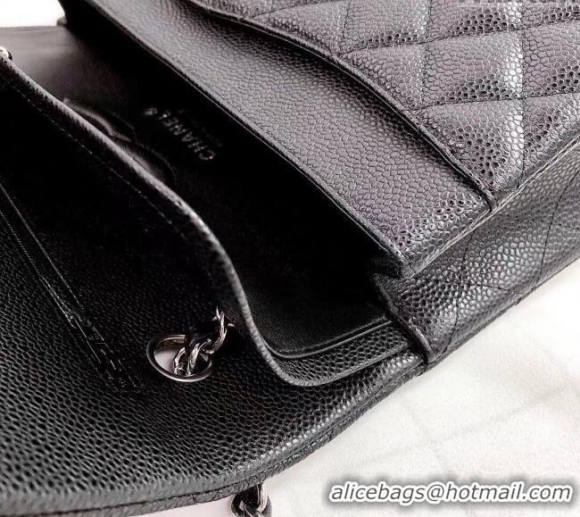 Super Quality Chanel Classic Iridescent Grained Calfskin Medium Flap Bag A01112 Black 2024