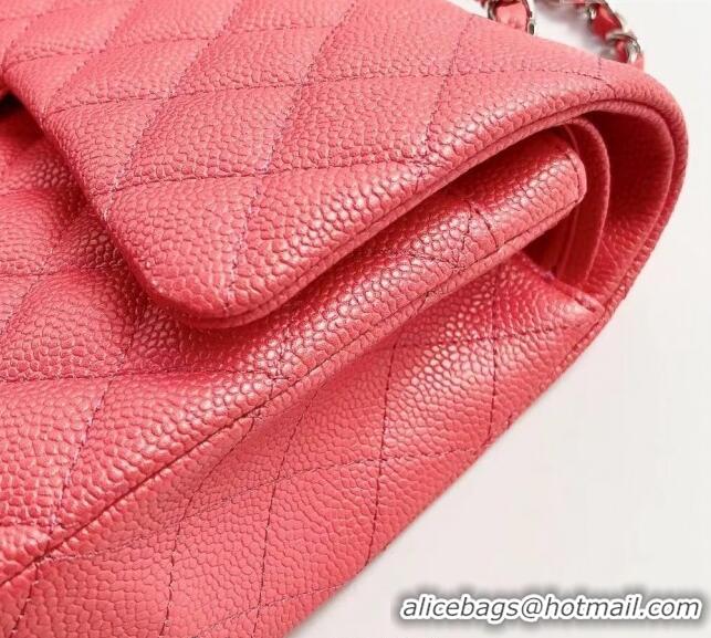 Low Cost Chanel Classic Iridescent Grained Calfskin Medium Flap Bag A01112 Pink 2024