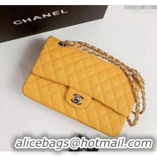 Luxury Discount Chanel Classic Iridescent Grained Calfskin Medium Flap Bag A01112 Yellow 2024