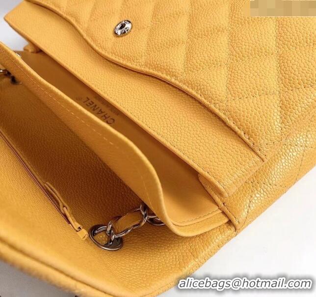 Luxury Discount Chanel Classic Iridescent Grained Calfskin Medium Flap Bag A01112 Yellow 2024