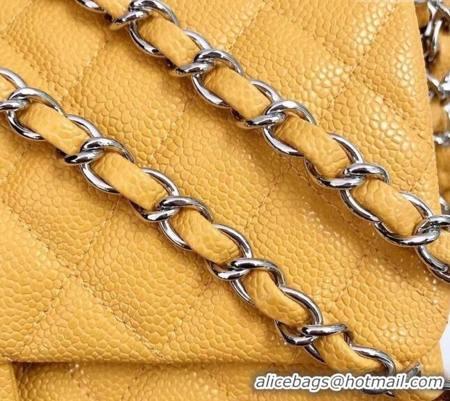 Luxury Discount Chanel Classic Iridescent Grained Calfskin Medium Flap Bag A01112 Yellow 2024