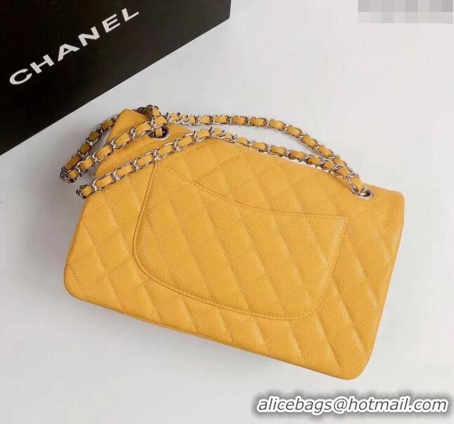 Luxury Discount Chanel Classic Iridescent Grained Calfskin Medium Flap Bag A01112 Yellow 2024