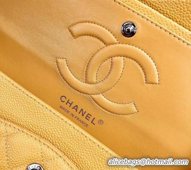 Luxury Discount Chanel Classic Iridescent Grained Calfskin Medium Flap Bag A01112 Yellow 2024