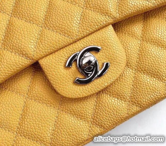 Luxury Discount Chanel Classic Iridescent Grained Calfskin Medium Flap Bag A01112 Yellow 2024