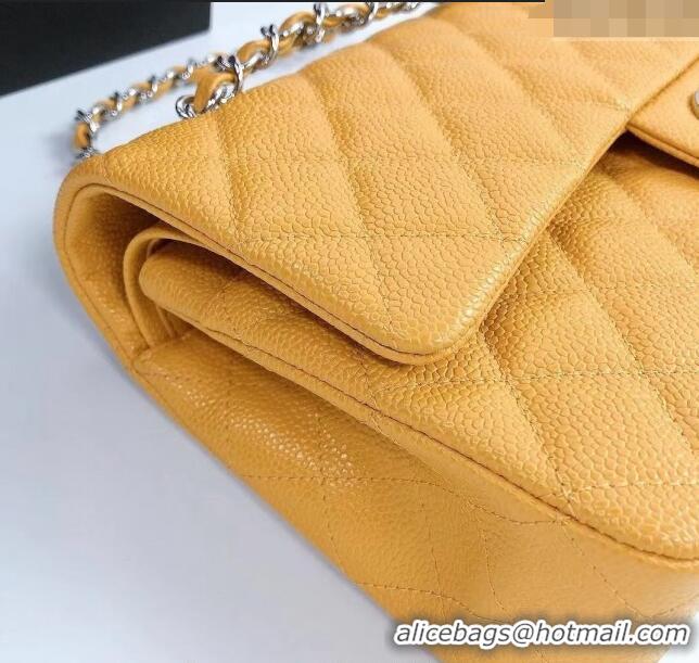 Luxury Discount Chanel Classic Iridescent Grained Calfskin Medium Flap Bag A01112 Yellow 2024