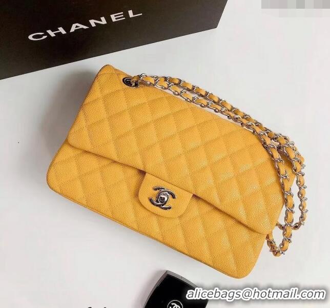 Luxury Discount Chanel Classic Iridescent Grained Calfskin Medium Flap Bag A01112 Yellow 2024