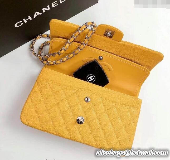 Luxury Discount Chanel Classic Iridescent Grained Calfskin Medium Flap Bag A01112 Yellow 2024