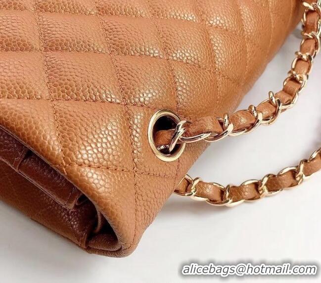 Famous Brand Chanel Classic Iridescent Grained Calfskin Medium Flap Bag A01112 Brown/Gold 2024