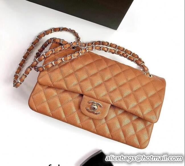 Famous Brand Chanel Classic Iridescent Grained Calfskin Medium Flap Bag A01112 Brown/Gold 2024