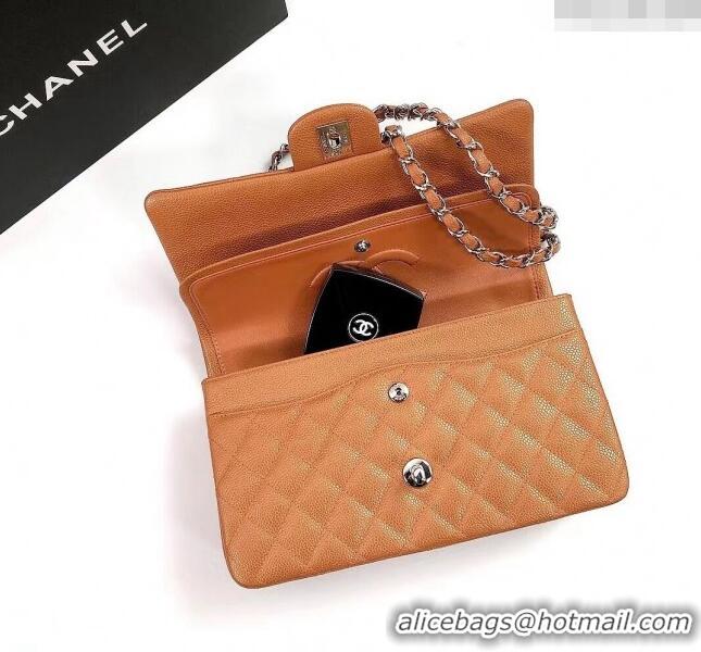 Market Sells Chanel Classic Iridescent Grained Calfskin Medium Flap Bag A01112 Brown/Silver 2024