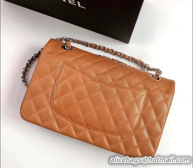 Market Sells Chanel Classic Iridescent Grained Calfskin Medium Flap Bag A01112 Brown/Silver 2024