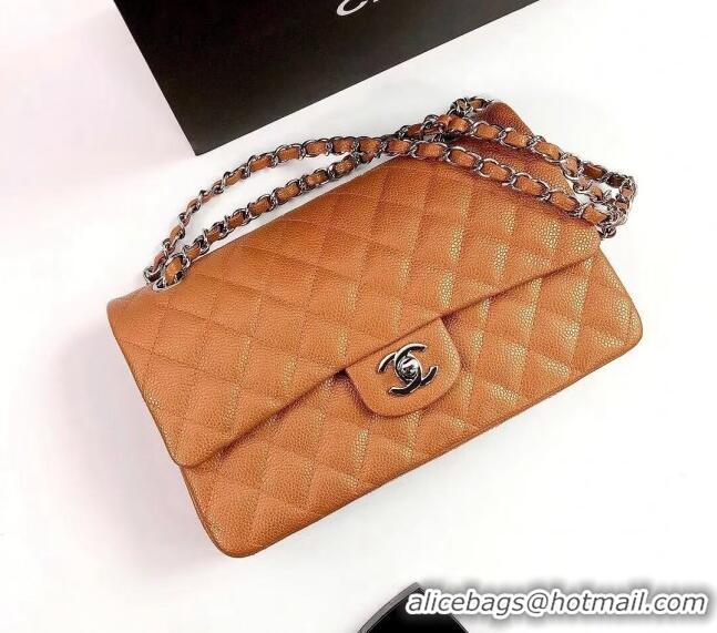 Market Sells Chanel Classic Iridescent Grained Calfskin Medium Flap Bag A01112 Brown/Silver 2024