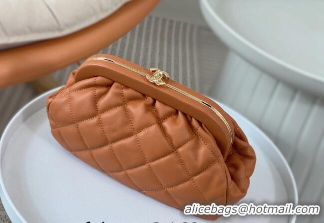 Cheap Price Chanel Lambskin Clutch with Chain AS4717 Light Brown 2024