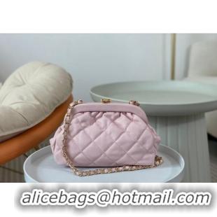 Top Grade Chanel Lambskin Clutch with Chain AS4717 Light Pink 2024