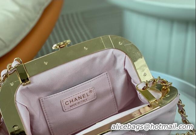 Top Grade Chanel Lambskin Clutch with Chain AS4717 Light Pink 2024