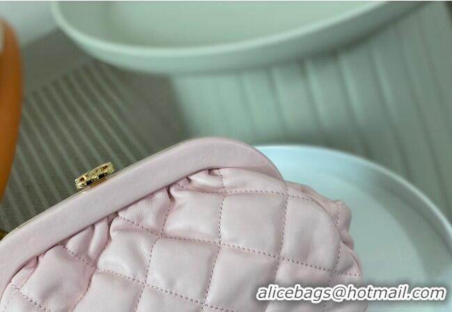 Top Grade Chanel Lambskin Clutch with Chain AS4717 Light Pink 2024