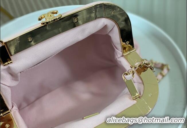 Top Grade Chanel Lambskin Clutch with Chain AS4717 Light Pink 2024