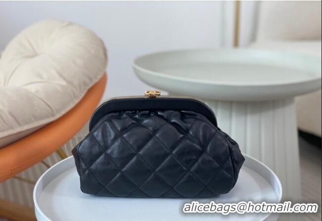 Grade Quality Chanel Lambskin Clutch with Chain AS4717 Black 2024