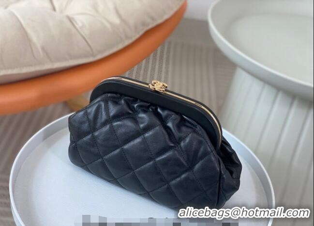 Grade Quality Chanel Lambskin Clutch with Chain AS4717 Black 2024