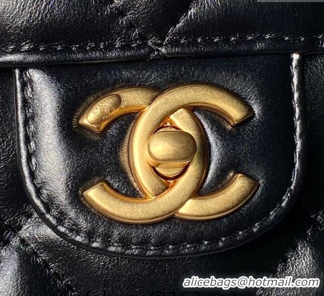 Top Grade Chanel Shiny Calfskin Bowling Bag AS4905 Black 2024