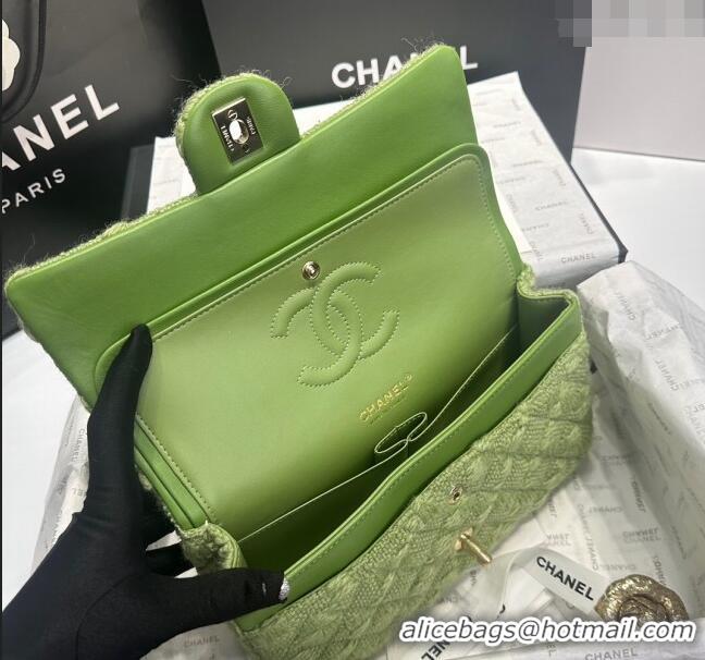 Traditional Specials Chanel Classic Tweed Medium Flap Bag A01112 Green 2024