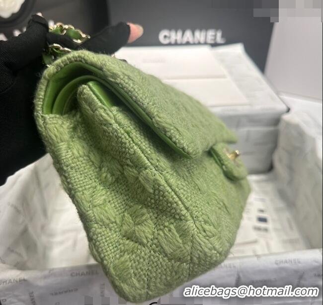 Traditional Specials Chanel Classic Tweed Medium Flap Bag A01112 Green 2024