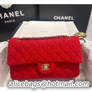 Big Discount Chanel Classic Tweed Medium Flap Bag A01112 Red 2024