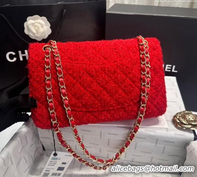 Big Discount Chanel Classic Tweed Medium Flap Bag A01112 Red 2024