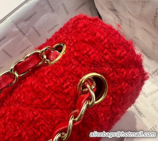 Big Discount Chanel Classic Tweed Medium Flap Bag A01112 Red 2024