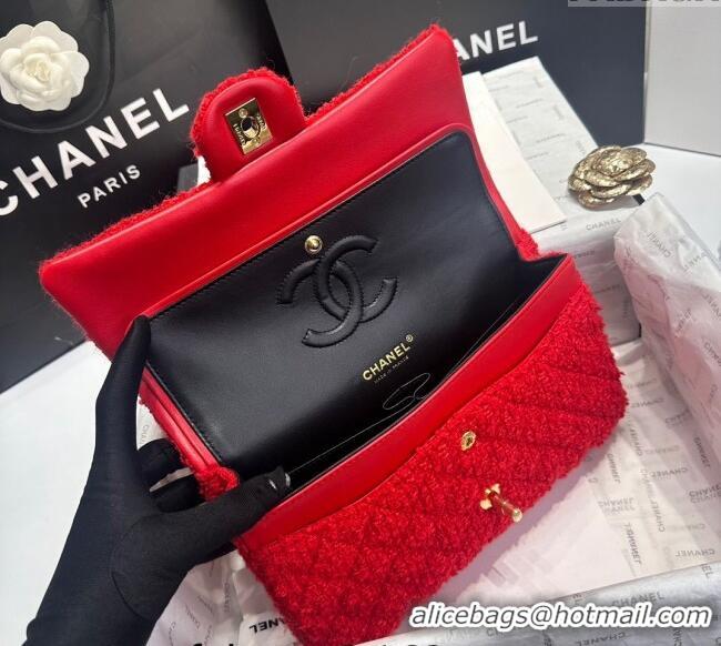 Big Discount Chanel Classic Tweed Medium Flap Bag A01112 Red 2024