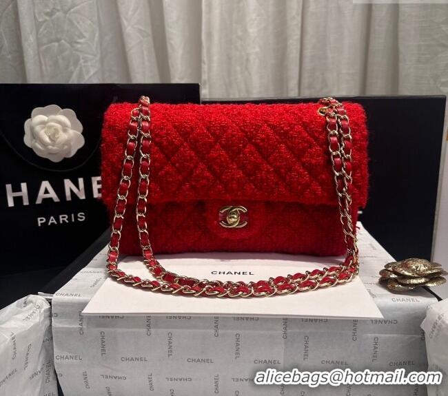 Big Discount Chanel Classic Tweed Medium Flap Bag A01112 Red 2024