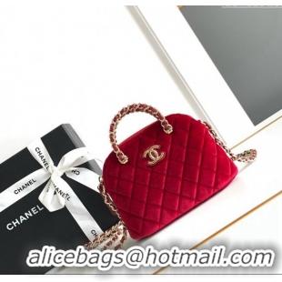 Top Grade Chanel Velvet Clutch with Chain and Top Handle AP3354 Red 2024