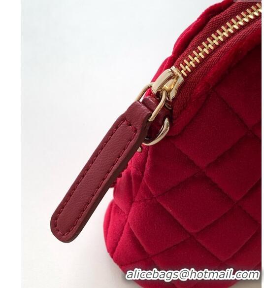 Top Grade Chanel Velvet Clutch with Chain and Top Handle AP3354 Red 2024