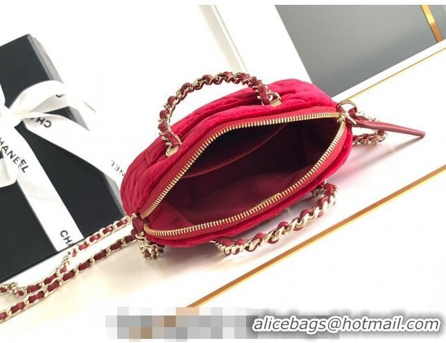 Top Grade Chanel Velvet Clutch with Chain and Top Handle AP3354 Red 2024