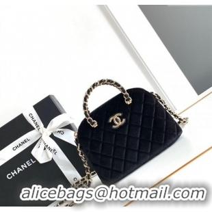 Modern Classic Chanel Velvet Clutch with Chain and Top Handle AP3354 Black 2024