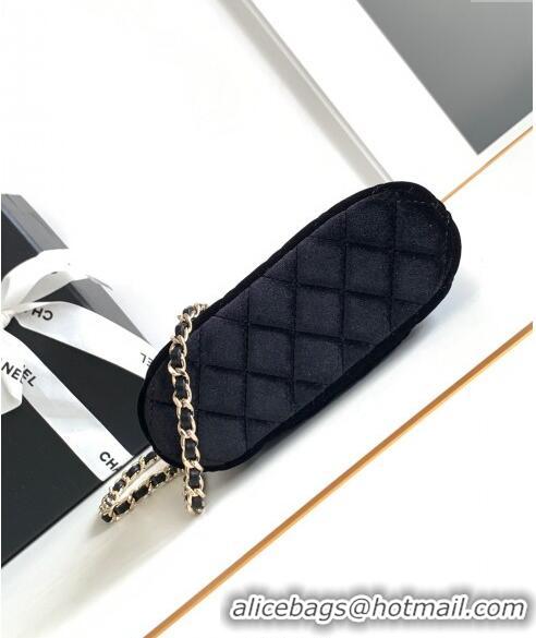 Modern Classic Chanel Velvet Clutch with Chain and Top Handle AP3354 Black 2024