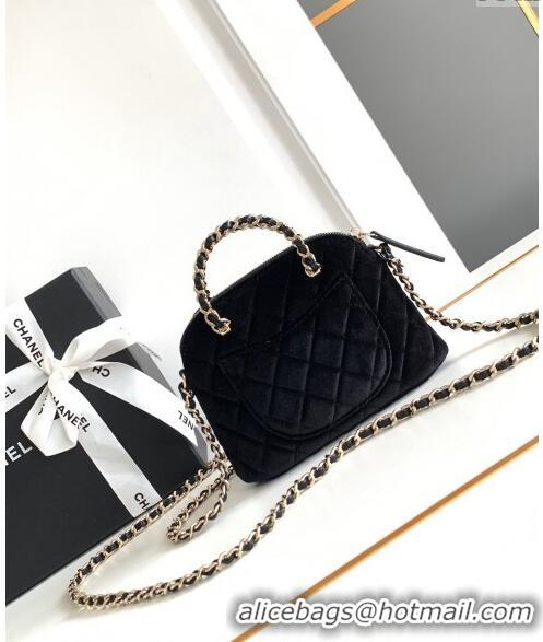 Modern Classic Chanel Velvet Clutch with Chain and Top Handle AP3354 Black 2024